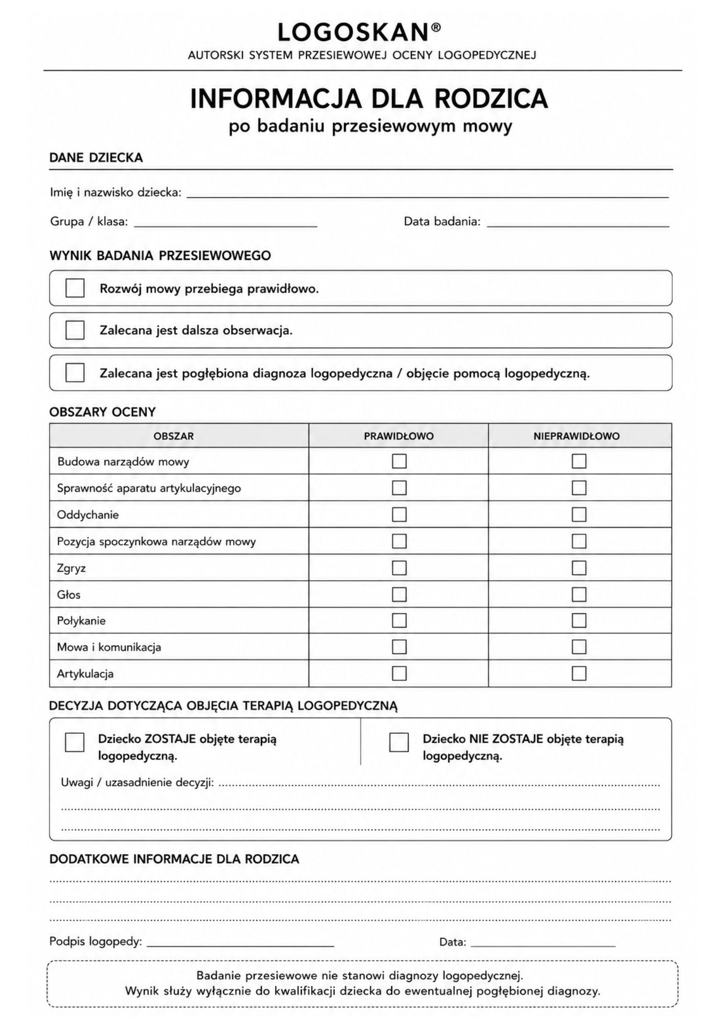 ! LOGOSKAN® – Autorski System Badania Przesiewowego